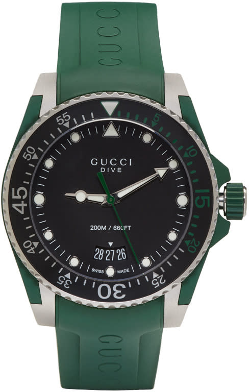 Gucci Green and Silver Dive Watch