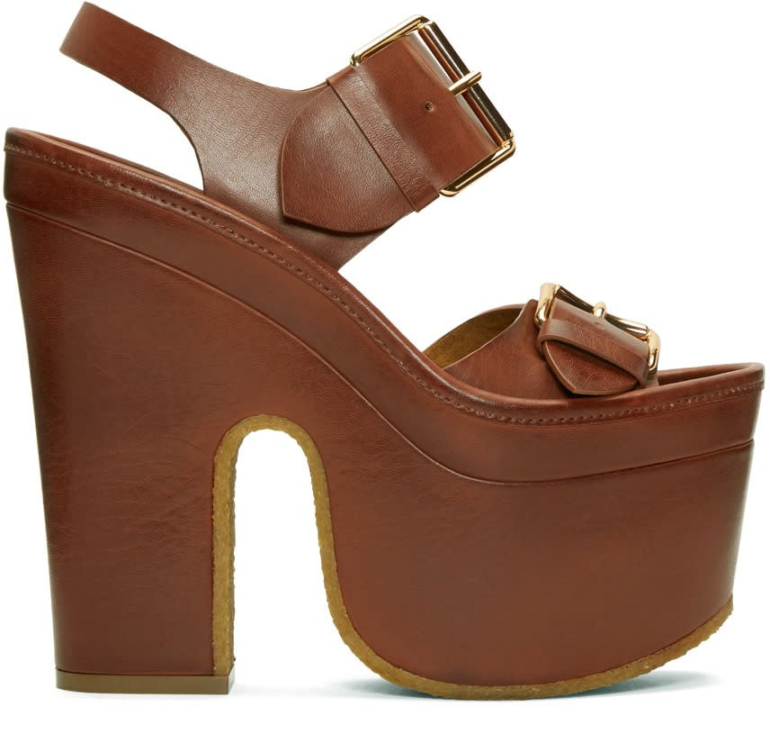 Stella Mccartney Brown Platform Buckles Sandals