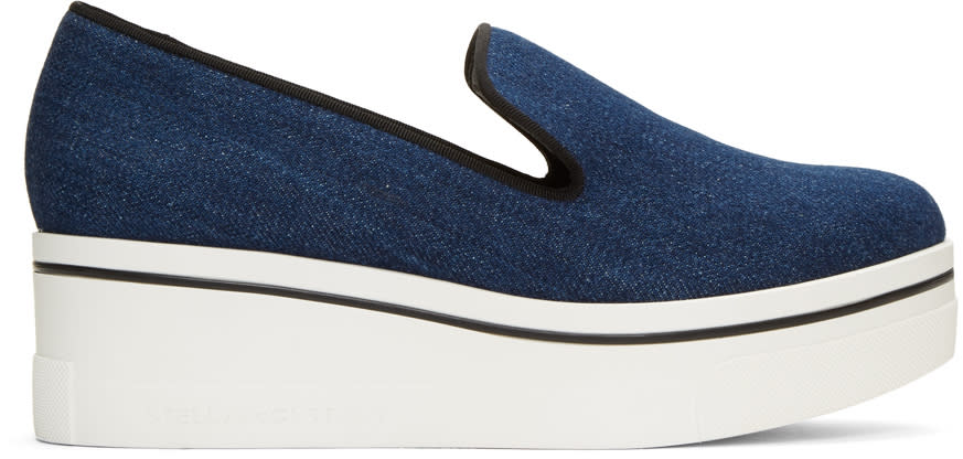 Stella Mccartney Navy Denim Slip-on Sneakers