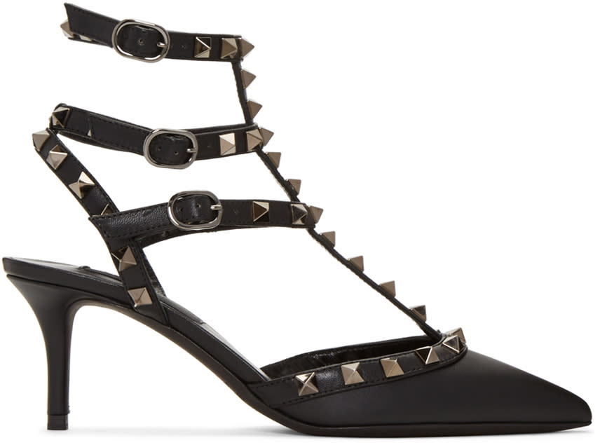 Valentino Black Rockstud Cage Heels