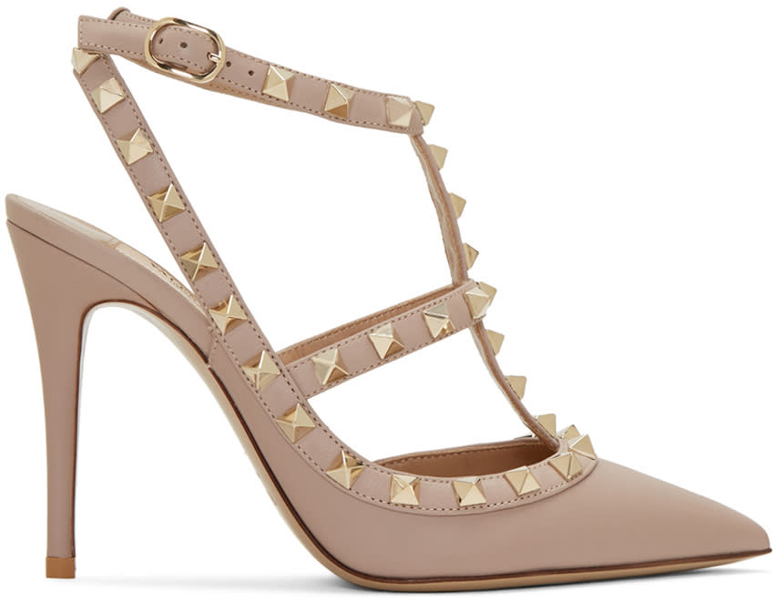 Valentino Pink Rockstud Cage Heels