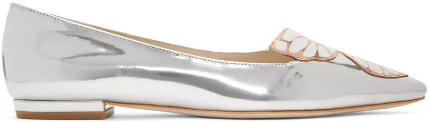 Sophia Webster Silver Patent Bibi Butterfly Flats