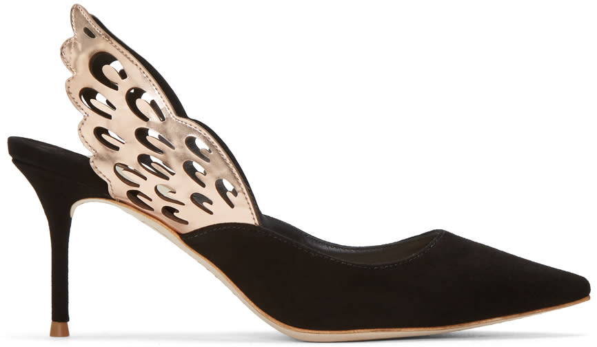 Sophia Webster Black Angelo Mid Slingback Heels