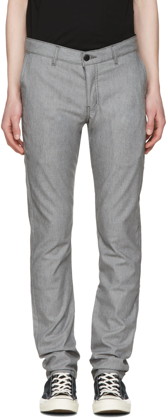 Naked and Famous Denim Grey Slim Chino Trousers