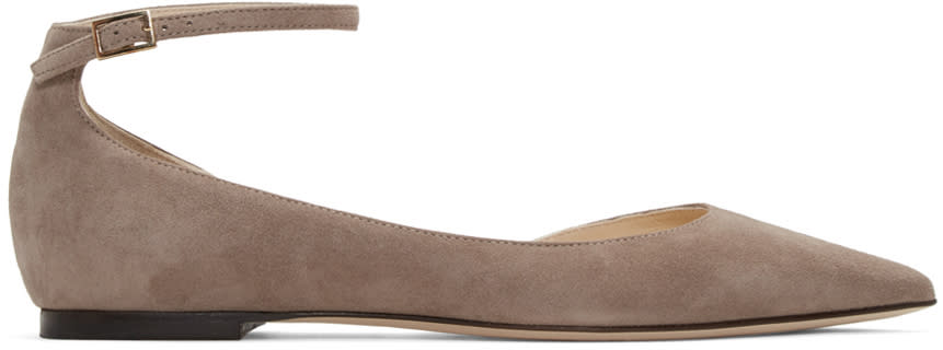 Jimmy Choo Taupe Suede Lucy Flats