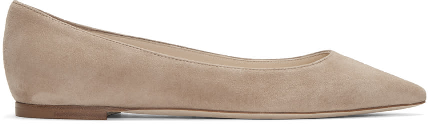 Jimmy Choo Beige Suede Romy Ballerina Flats
