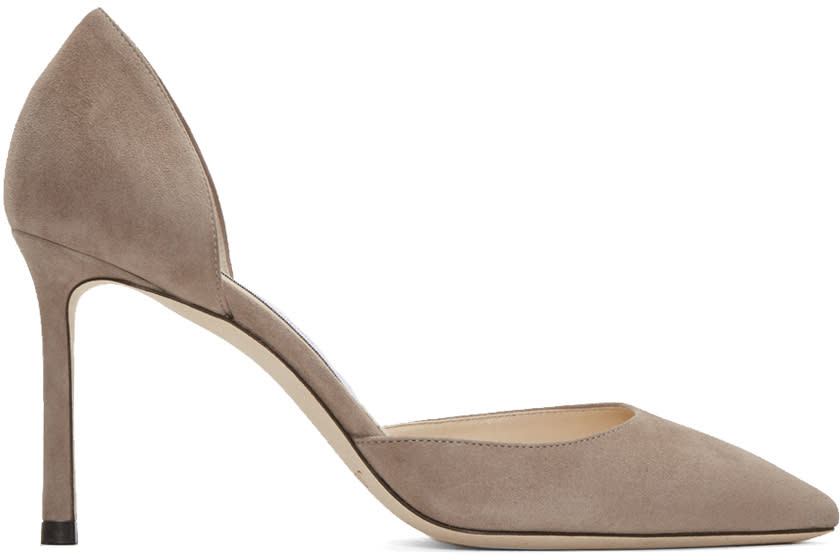 Jimmy Choo Taupe Suede Esther Dorsay Heels