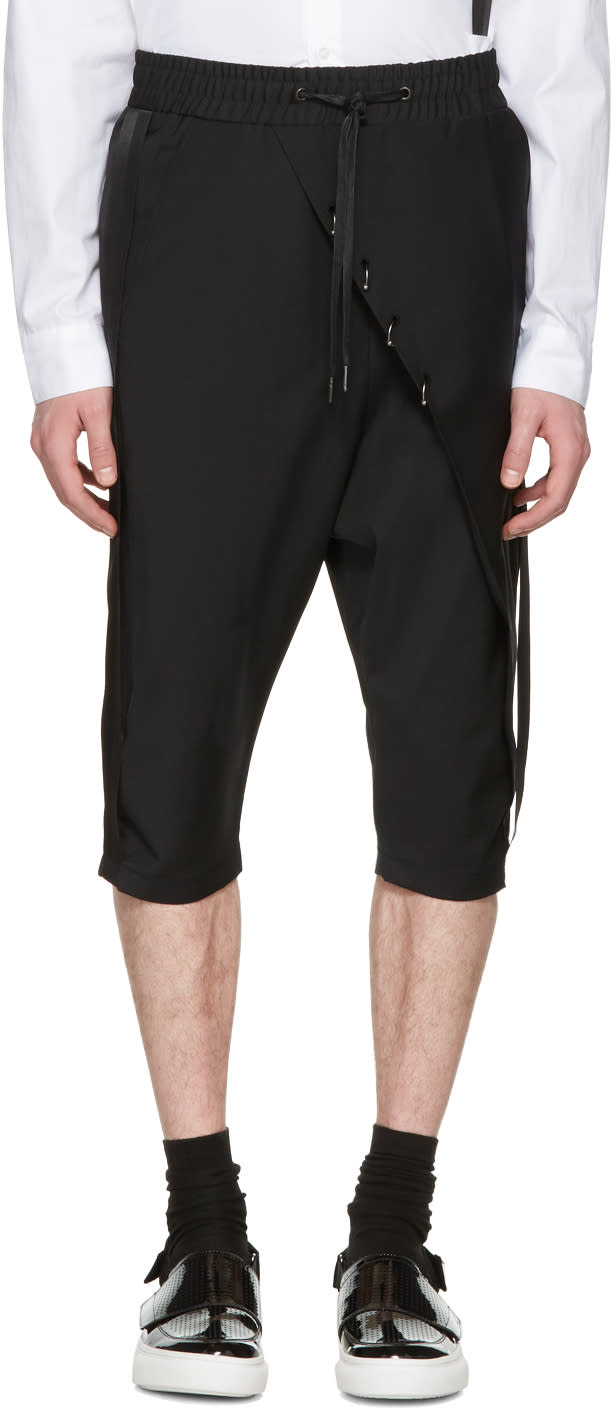 D.gnak By Kang.d Black Septum Rings Wrap Shorts