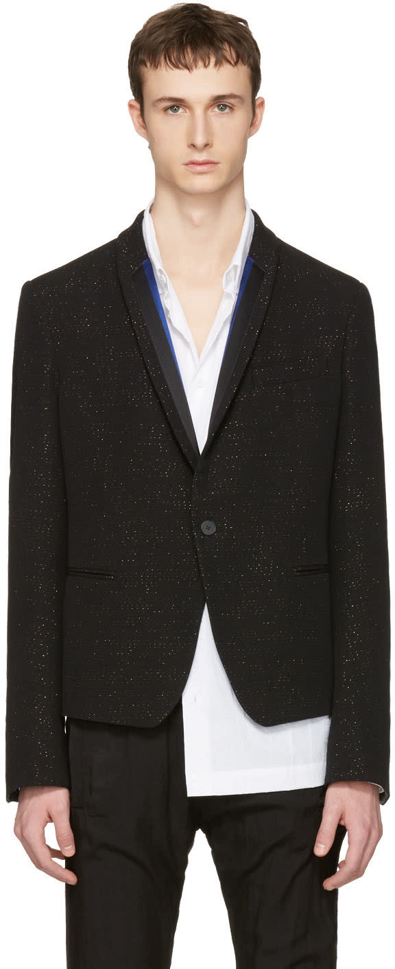 Haider Ackermann Black Metallic Striped Lapel Blazer