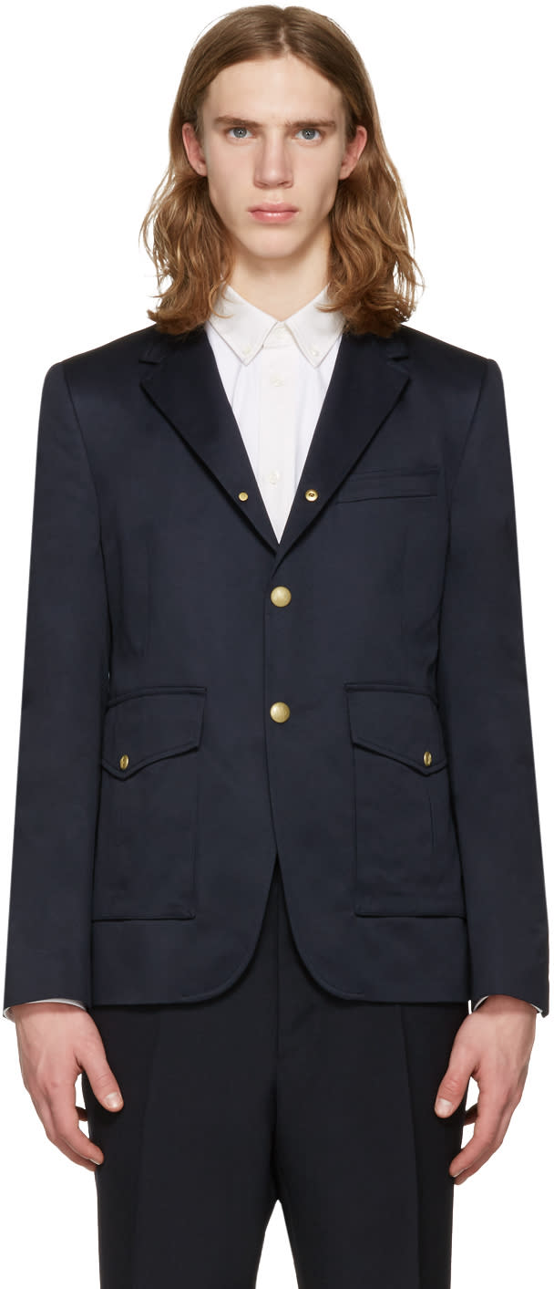 Moncler Gamme Bleu Navy Cargo Pocket Blazer