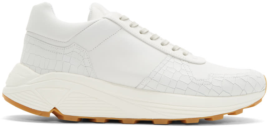 Etq Amsterdam Off-white Croc-embossed Delta Sneakers