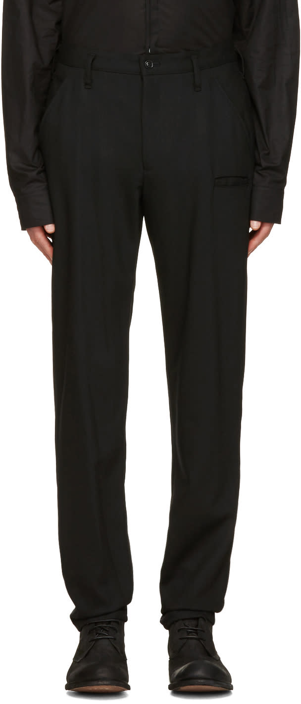 Yohji Yamamoto Black Wool Slim Trousers