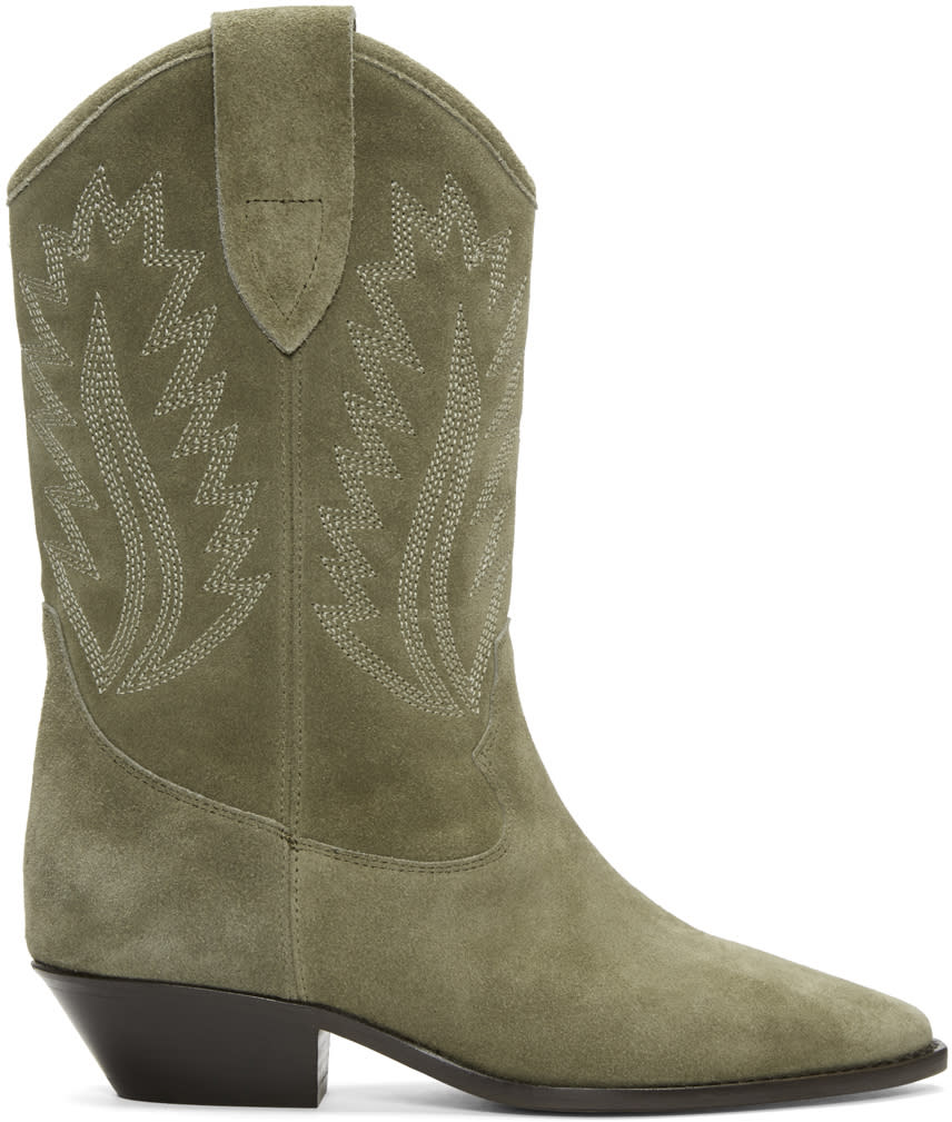 Isabel Marant Taupe Suede Dallin Cowboy Boots