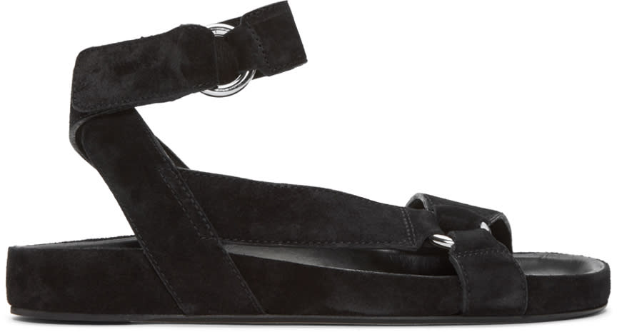 Isabel Marant Black Suede Loatis Easy Chic Sandals