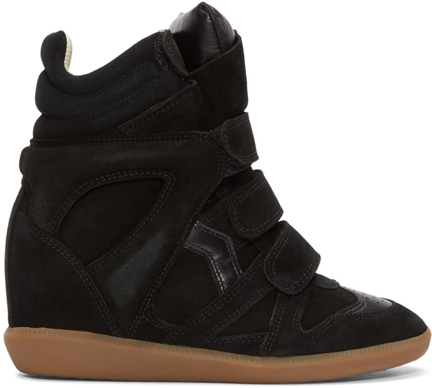 Isabel Marant Black Suede Bekett Wedge Sneakers