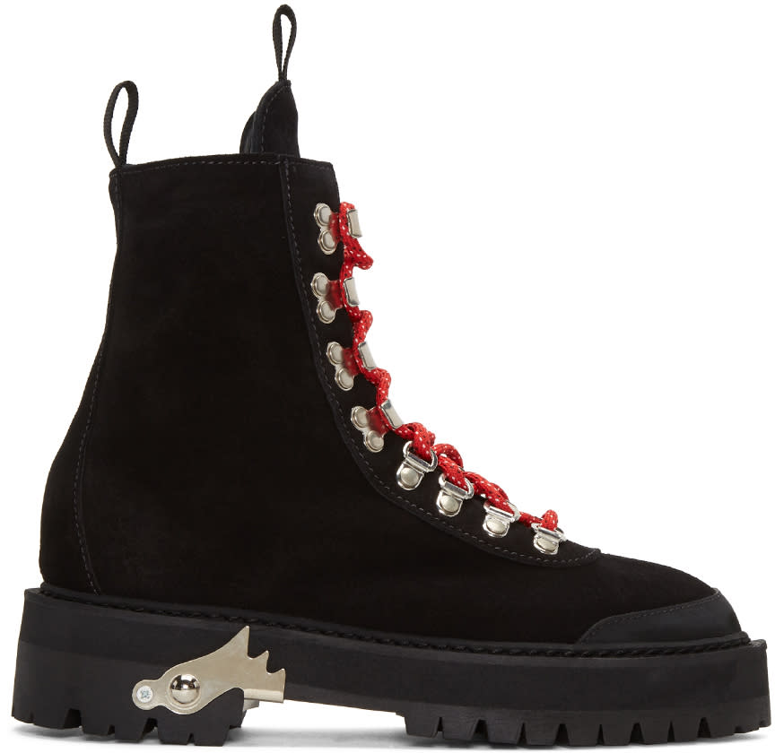 Off-white Black Suede Hiking Boots