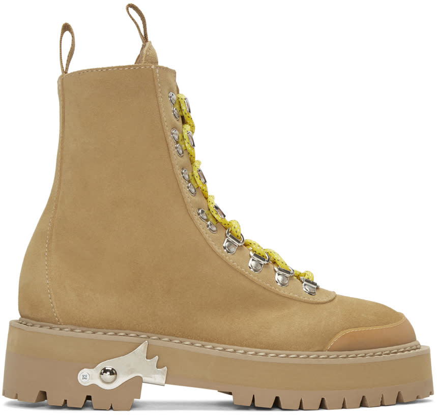 Off-white Brown Suede Hiking Boots