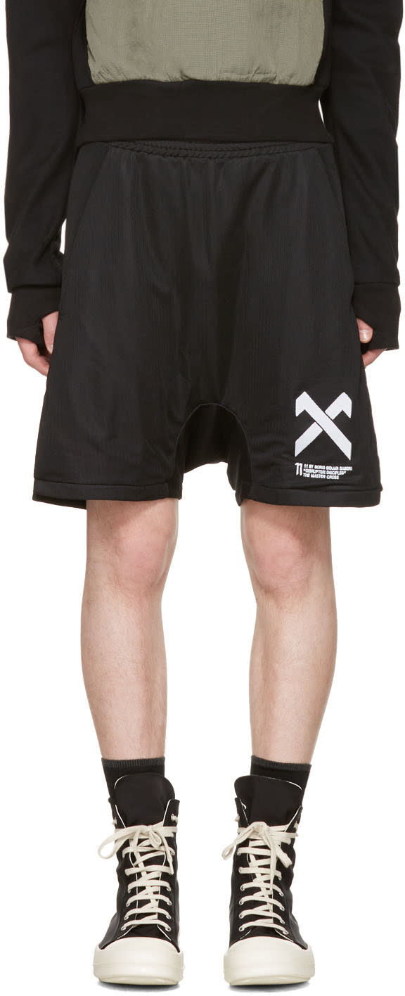 11 By Boris Bidjan Saberi Black Logo Shorts