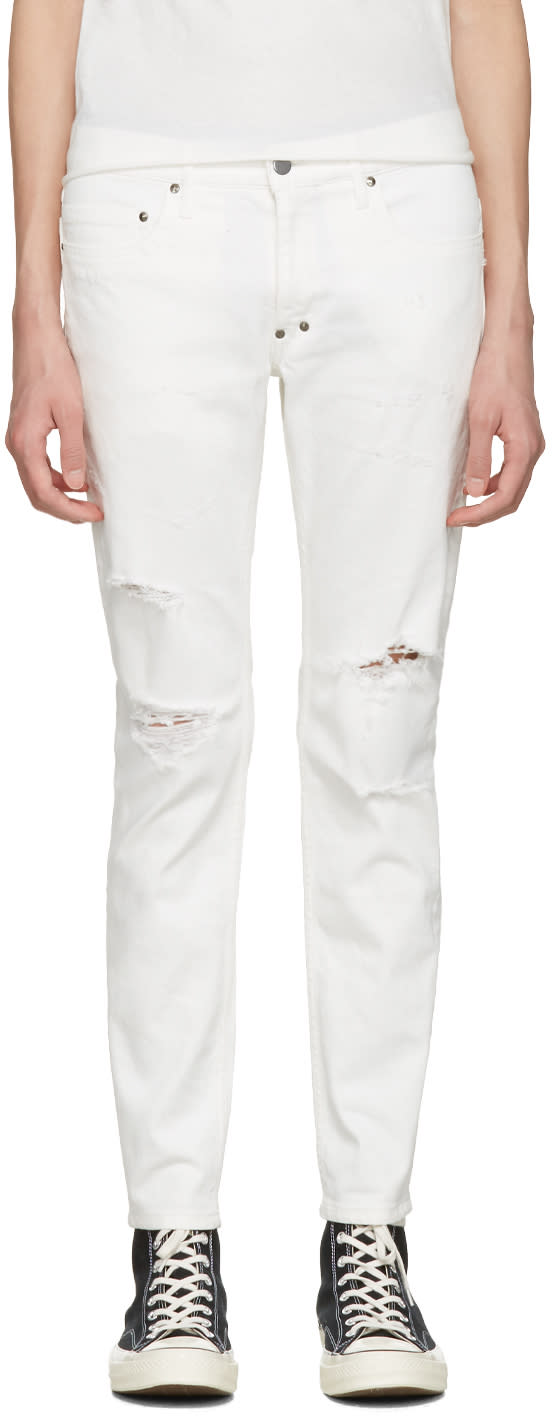Diet Butcher Slim Skin White Damaged Skinny Jeans