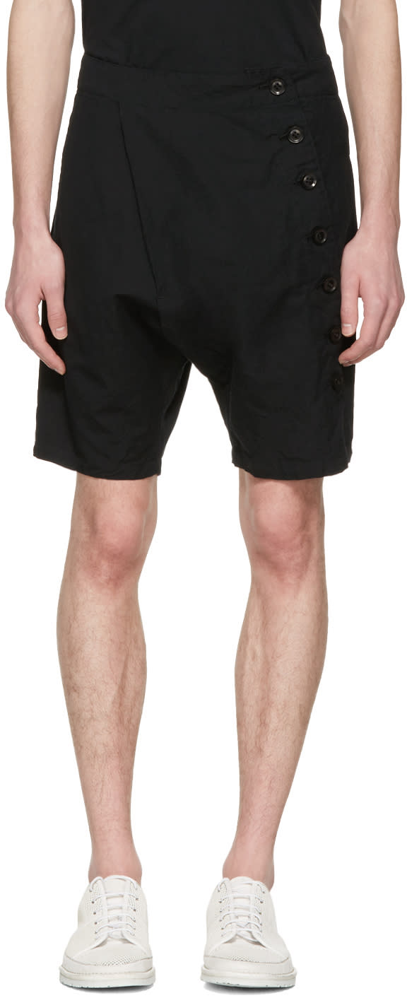 Nude:mm Black Side Button Shorts
