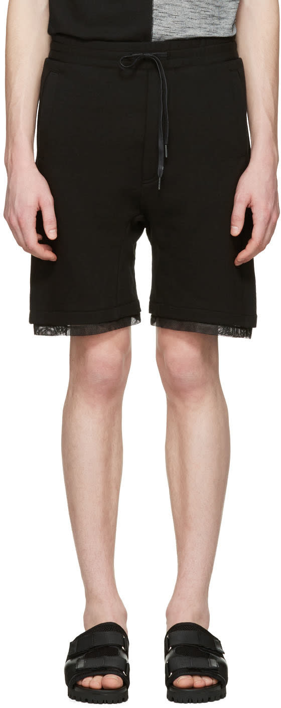 D By D Black Mesh-trimmed Lounge Shorts