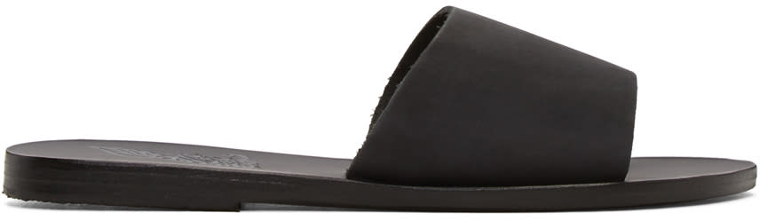 Ancient Greek Sandals Black Nubuck Taygete Sandals