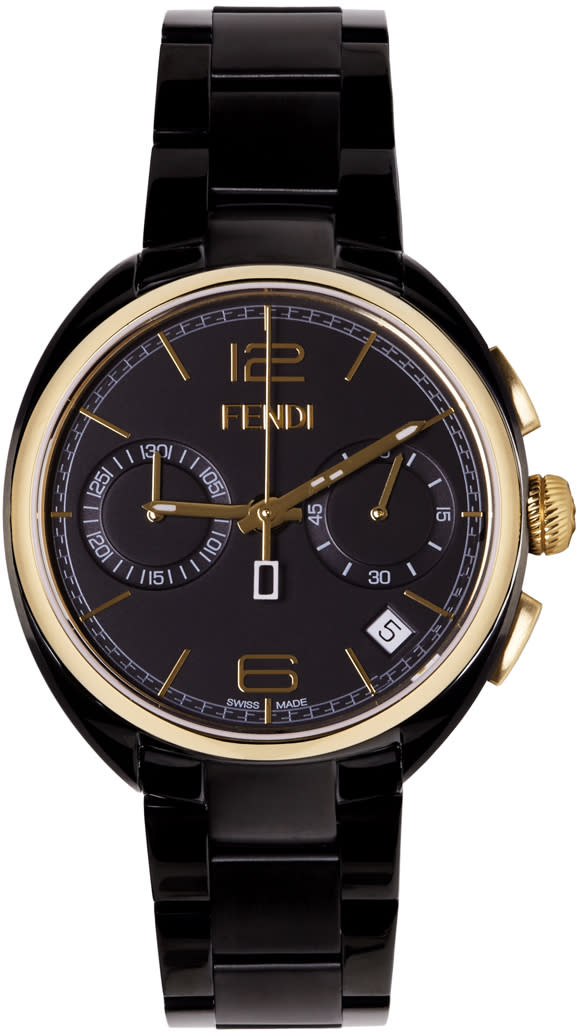 Fendi Black and Gold Momento Watch