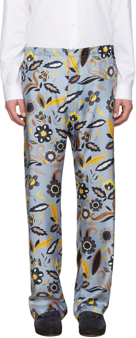 Fendi Blue Floral Pyjama Trousers