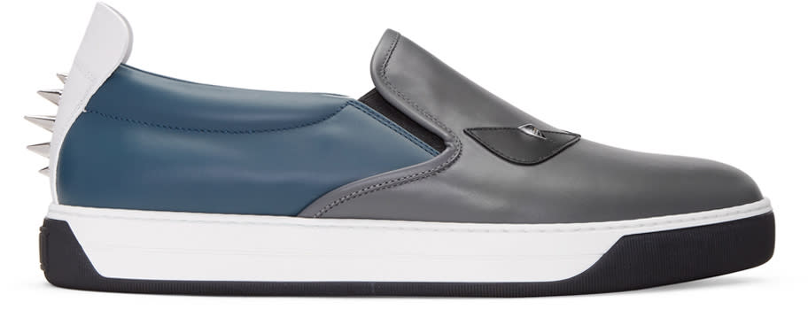 Fendi Grey bag Bug Slip-on Sneakers