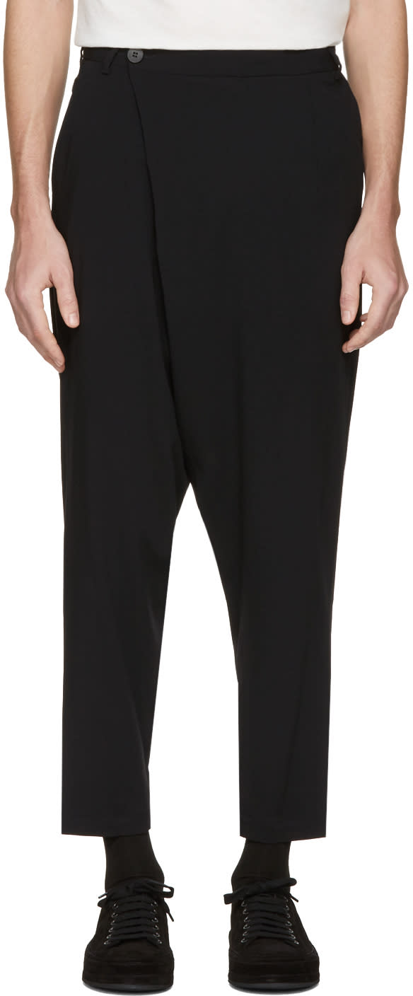 Isabel Benenato Black Wrap Front Trousers