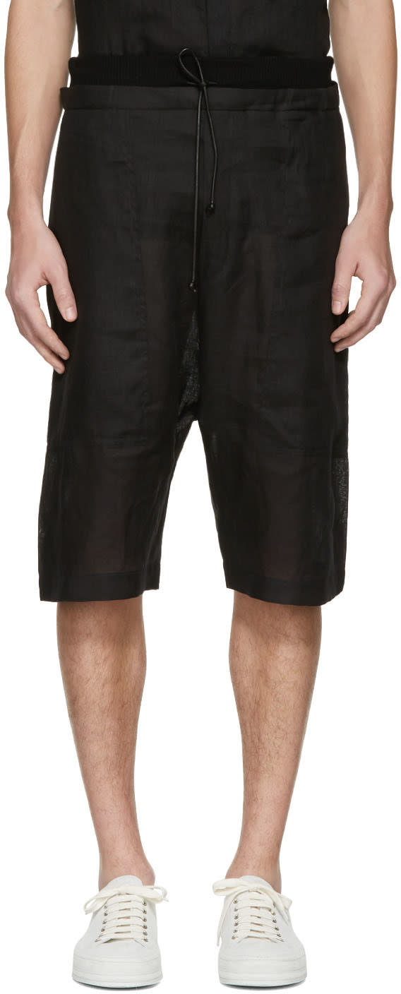 Isabel Benenato Black Linen Shorts