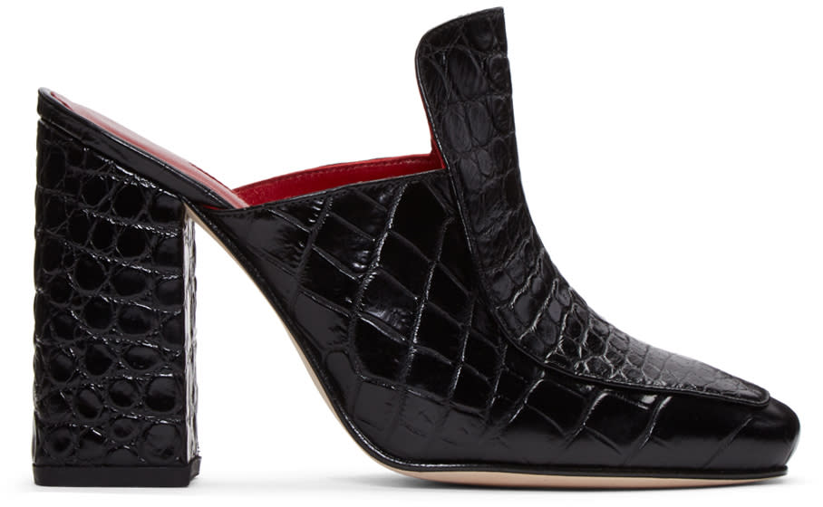 Dorateymur Black Croc-embossed Munise Heels