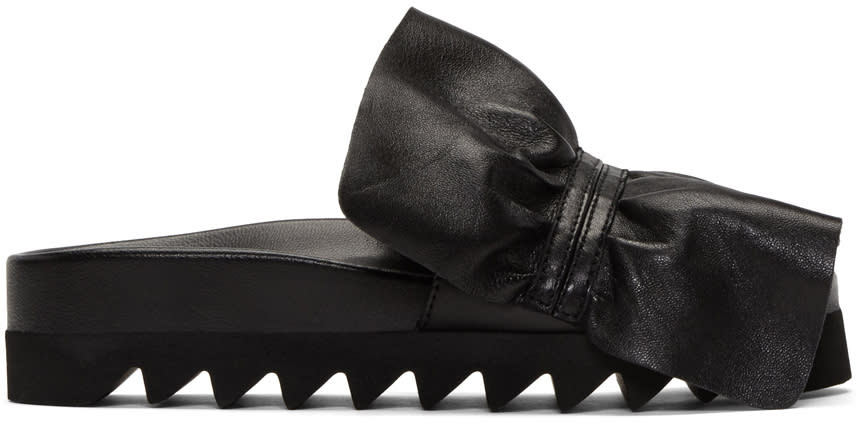 Joshua Sanders Black Ruched Slide Sandals