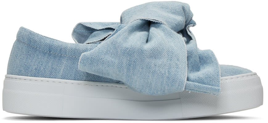 Joshua Sanders Blue Denim Bow Double Slip-on Sneakers