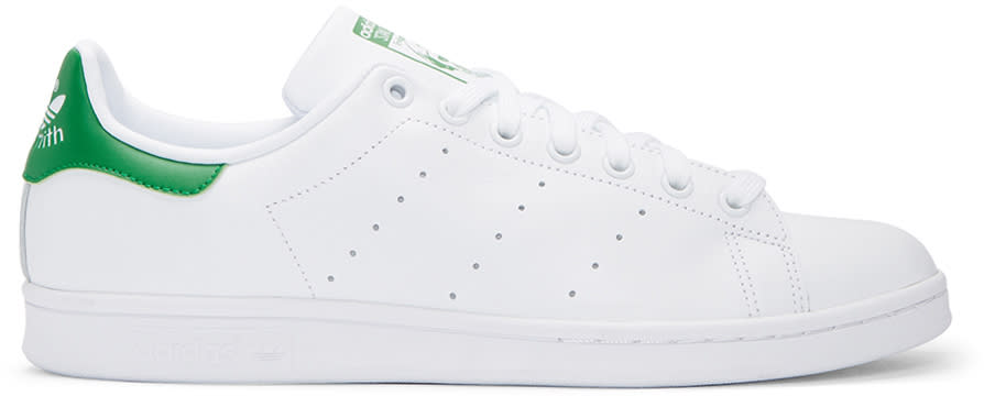 Adidas Originals White and Green Stan Smith Sneakers