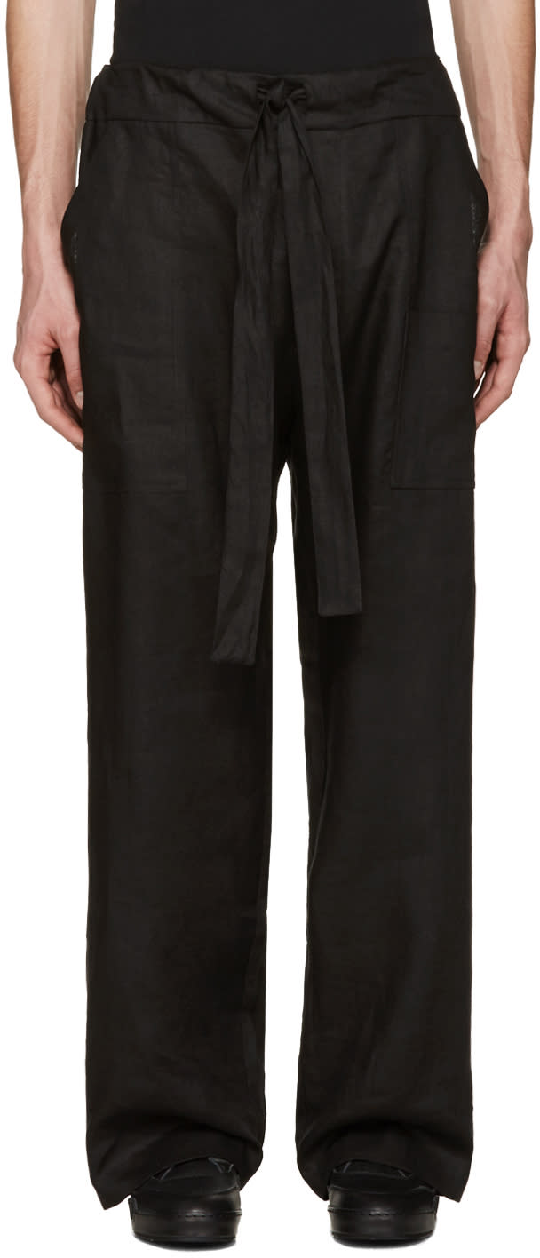 Phoebe English Black Linen Tie Front Trousers