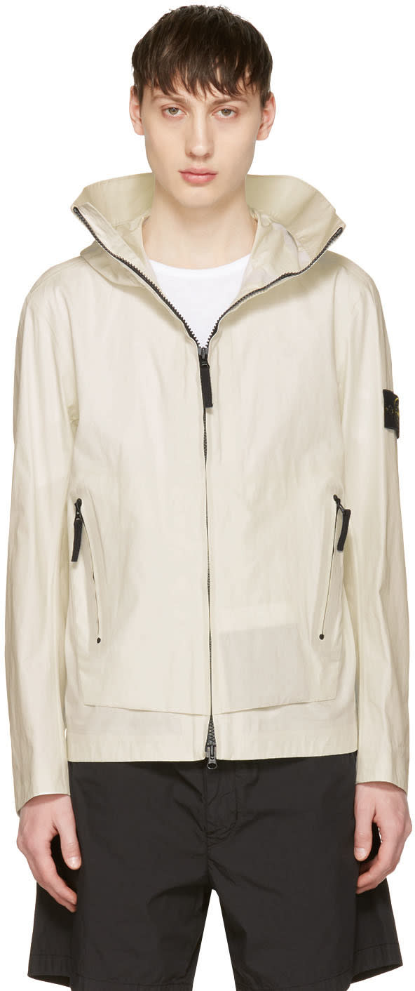 Stone Island ホワイト ジップ ポケット ジャケット