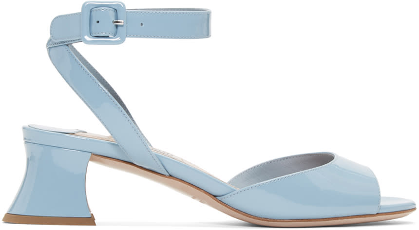 Miu Miu Blue Patent Leather Heeled Sandals