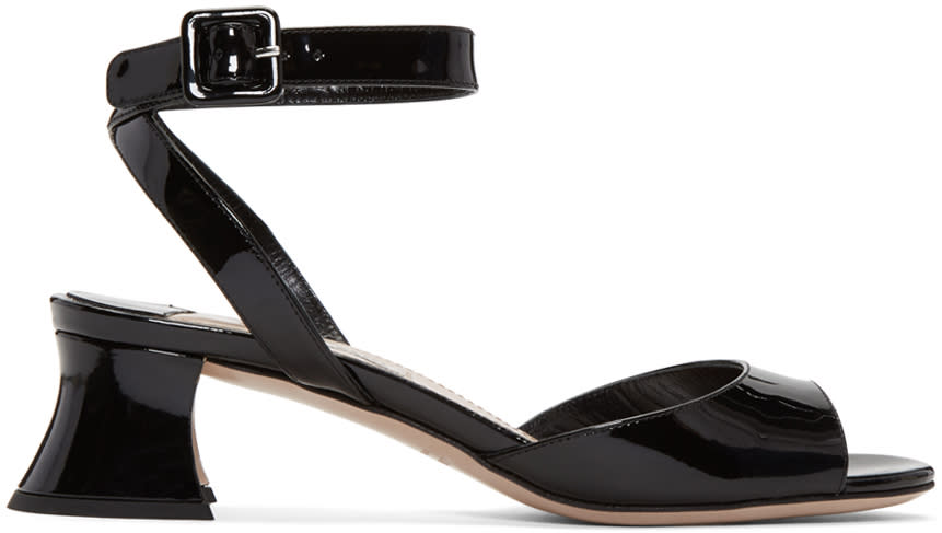Miu Miu Black Patent Leather Heeled Sandals