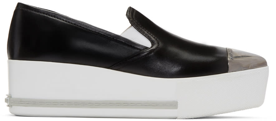 Miu Miu Black Platform Slip-on Sneakers
