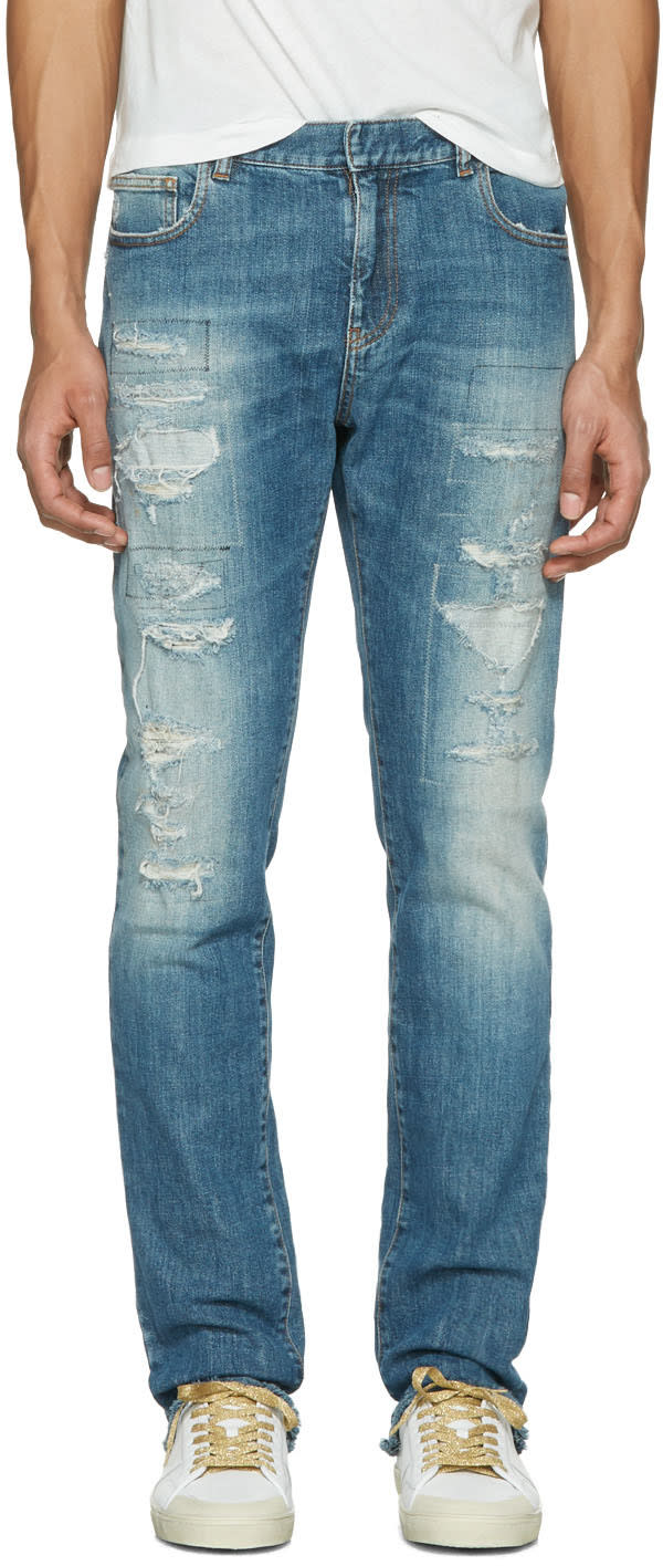 Faith Connexion Indigo Distressed New Slim Jeans