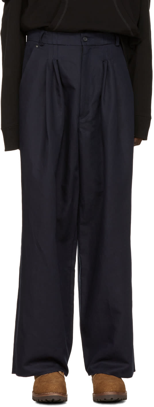 Bless Navy Ultra-wide Pleated Trousers