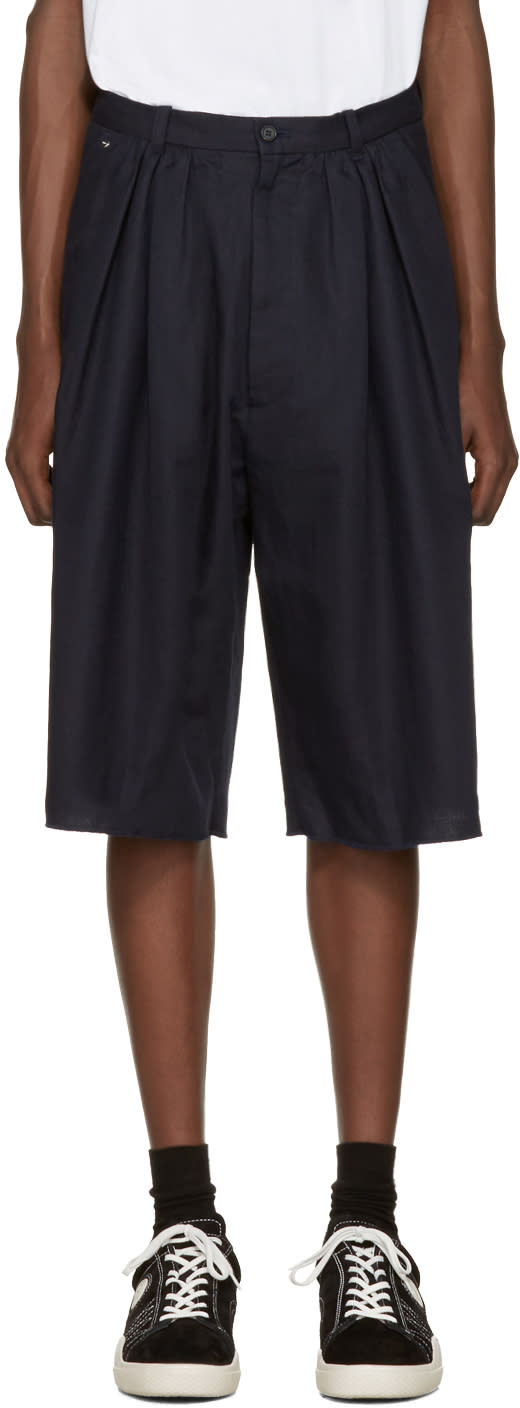 Bless Navy Pleated Bermuda Shorts