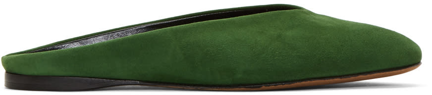 Alumnae Green Suede Almond Mules