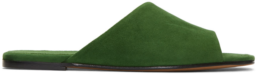 Alumnae Green Asymmetric Suede Sandals