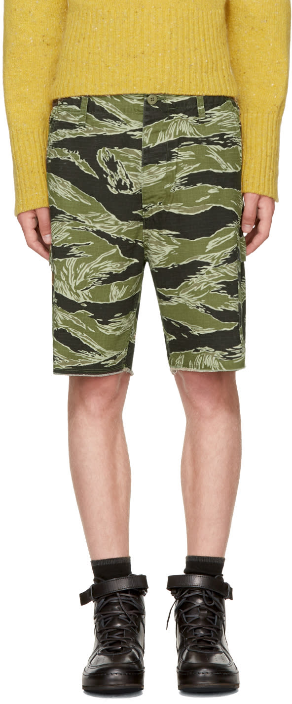 Wacko Maria Green Jungle Army Shorts