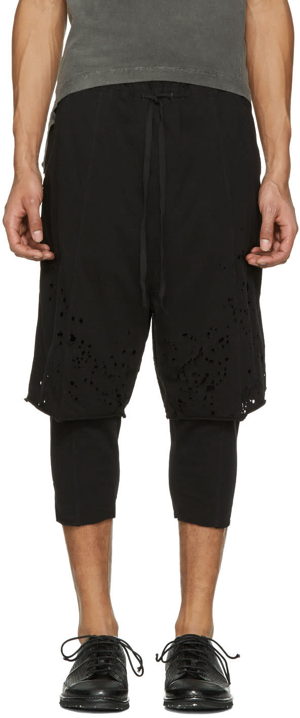 The Viridi-anne Black Destroyed Layered Shorts
