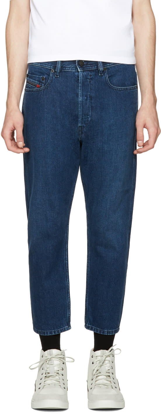 Diesel Blue Rhial L.32 Cropped Jeans