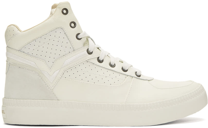 Diesel Off-white S-spaark Mid-top Sneakers