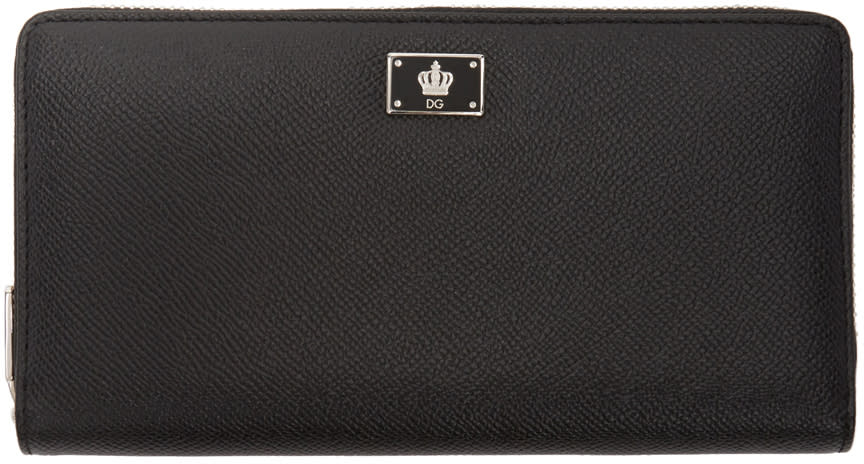 Dolce and Gabbana Black Crown Zip Wallet